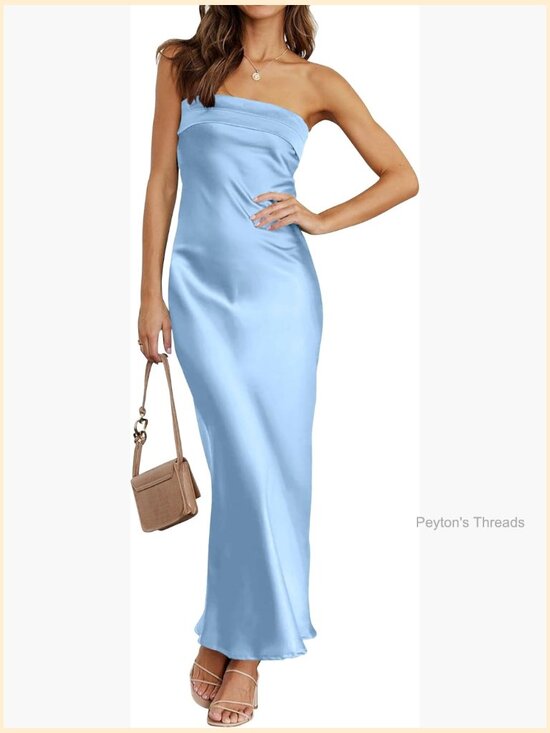 Dresses & Skirts - Strapless Satin Bodycon Maxi Dress Backless Formal Party Gown